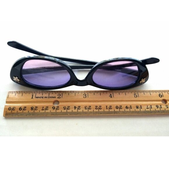 90s Butterfly Sunglasses Cateye Black Frame Violet Gradient Lens Deadstock - Picture 6 of 9
